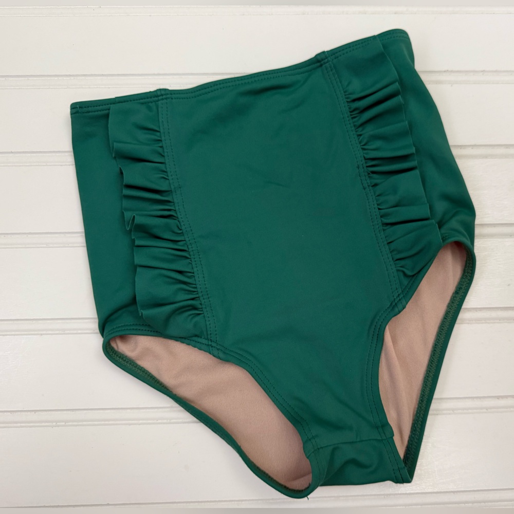 Kortni Jeane Girls Green Ruffle Bikini Bottoms